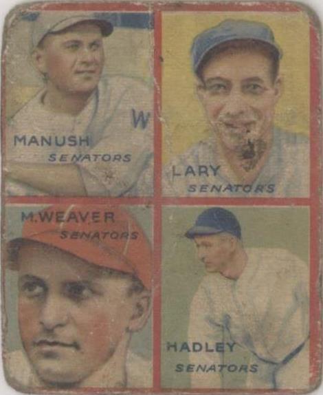 1935 Goudey 4-in-1 - Bump Hadley Heinie Manush Lyn Lary #2C