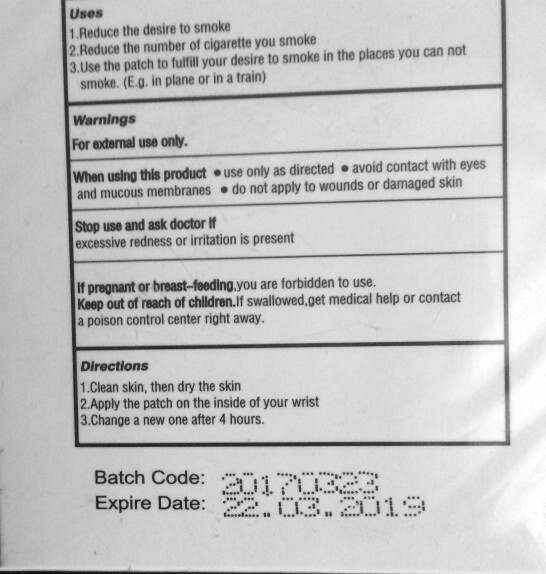 Stop Smoking  Patch 100% Natural   30 per pack