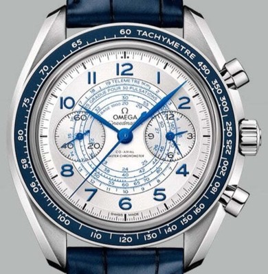 Omega Speedmaster Silver Chronoscope Alligator Strap 43mm 329.33.43.51.02.001
