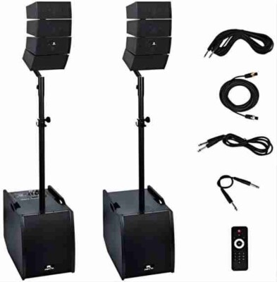 PRORECK Club AEF Powered PA Speaker System Line Array 12-Inch DJ Party Combo Set