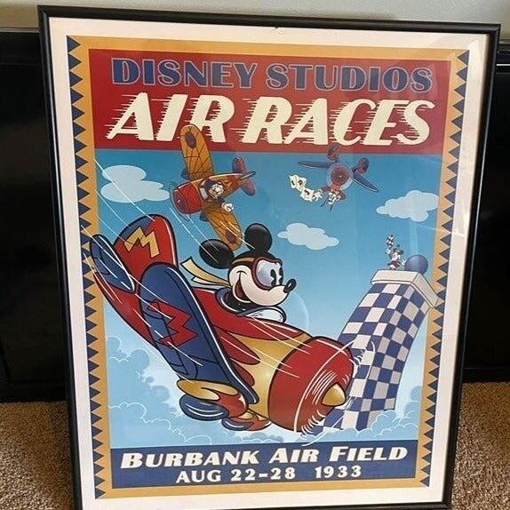 DISNEY STUDIOS AIR RACE ポスターフレーム Vintage Disney Studios framed Air Races Burbank print. See
