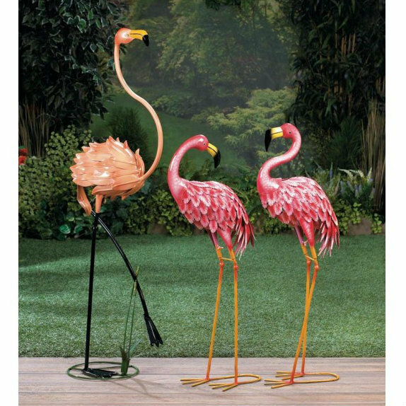 Bright Standing Flamingo Looking Back