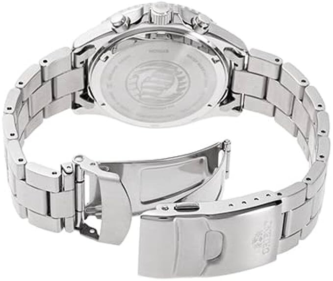 Pre-owned Orient Mako Rn-tx0203s Chronograph Solar Watch Panda Dial White Black Mens Watch