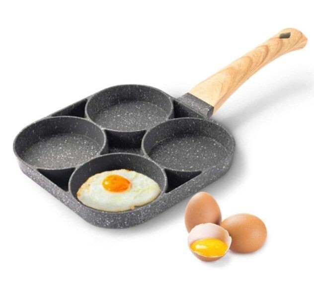 Padella Multi Uova 4 Foro Burger Uova Pancake Padella Pentola Antiaderente