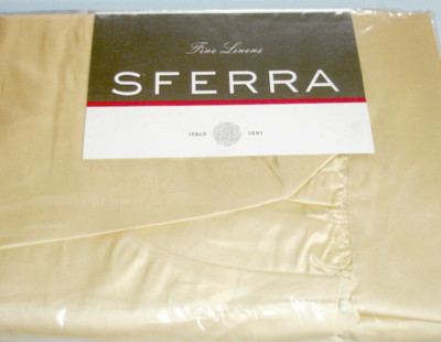 Sferra Giotto Egyptian Cotton HONEY Twin Bed Skirt Dust Ruffle Paneled Italy New