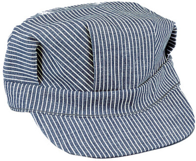 Train Conductor Hat Striped Engineer Cap Blue Hickory Stripe