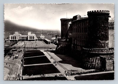 Italy RPPC Naples Castle Nuovo & Maritime Station 1953 Real Photo Postcard