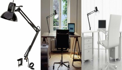 Globe Electric 56963 32'' Multi-Joint Desk Lamp with 31.5'', Black Metal Clamp 