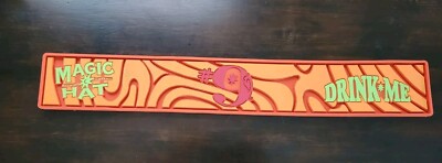 MAGIC HAT BREWING COMPANY #9 BEER DRINK ME ORANGE RUBBER BAR SPILL RAIL MAT 