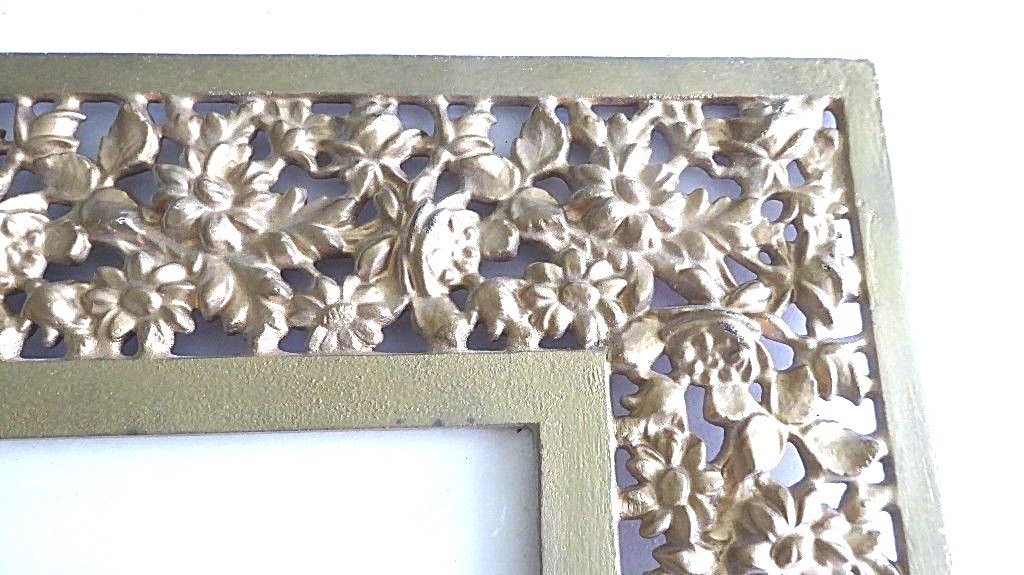 Antique B&H Art Nouveau cast iron bronze Lge picture photo mirror 16 x 14