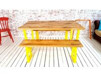 Any RAL Colour Tapered Leg Industrial Dining Table / Bench Sets - Powder Coating!