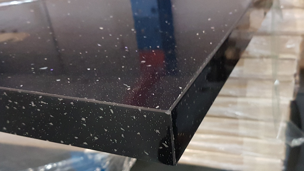 New, Black Sparkle Gloss, Square Edge Kitchen Worktops for the top of units, suit any doors