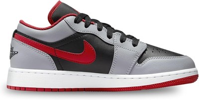 Big Kids Jordan 1 Low Черный/Огненно-красный-Цементно-серый (553560 060)