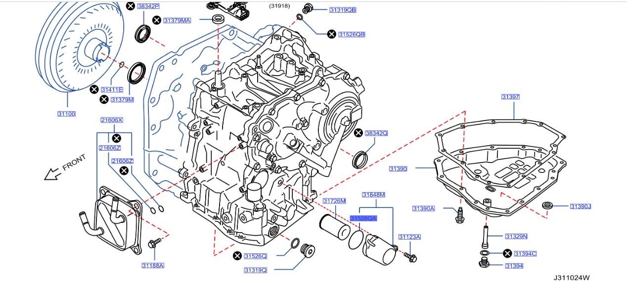 Nissan Transmission filter O-Ring 31526-3JX3A | eBay