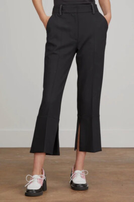$790 JW Anderson Women's Black Cropped Slim Flare Trouser Pants Size 10