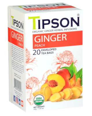 Tipson Organic Ginger with Peach 20 Ceylon Tea Bags - 30g