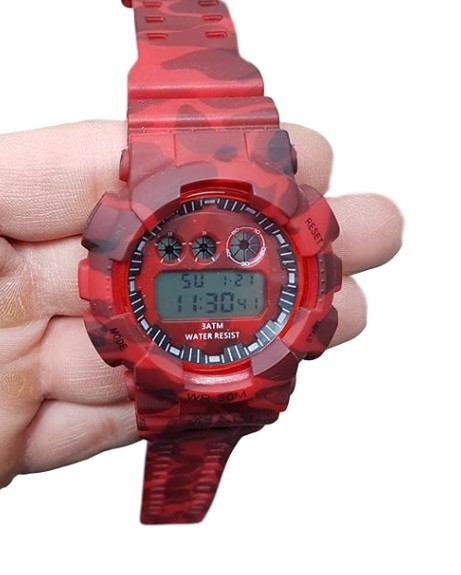 Orologio Sportivo ZH 7901 Uomo Cronografo Digitale Data Camouflage Rosso lac