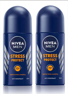 2 x 50 ml NIVEA Men Stress Protect Antiperspirant Roll On Underarm Armpit 72 Hr