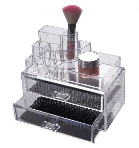 Organizer Trasparente 2 Cassetti Per Gioielli Trucchi Cosmetici Makeup 59067 dfh