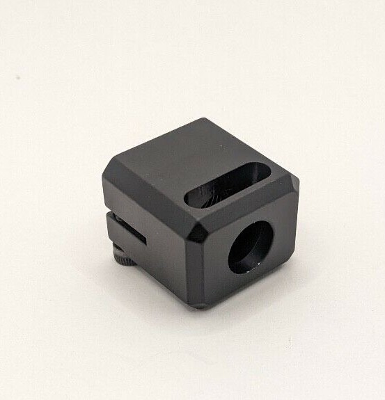 9mm 1/2x28 TPI Muzzle Brake Compensator Clamp On Anodize Black Alum 1-port CC