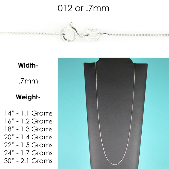 925 Sterling Silver BOX Chain Necklace All Sizes Stamped .925