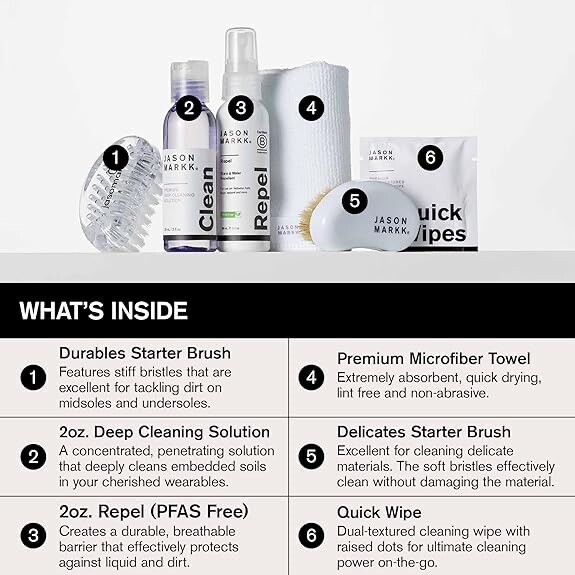 Jason Markk Starter Box - 2oz. Cleaning Solution & Repel Spray 2 Brushes & Towel