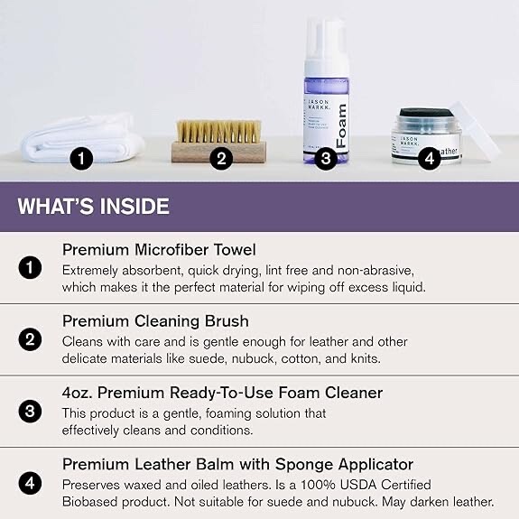 Jason Markk Leather Care Kit - Helps Maintain & Care for Leather Goods