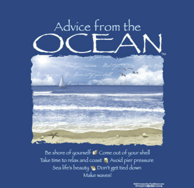 Ocean T-shirt S M XL Unisex Advice Blue 100% Cotton Nature Water
