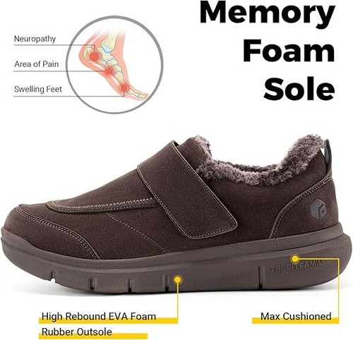 FitVille Men's Winter Slippers Extra Wide Casual Diabetic Shoes Indoor & Outdoor