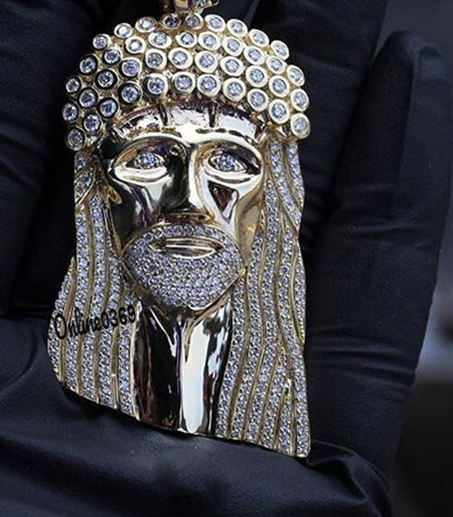 Pre-owned Online0369 Mens 3ct Pass Diamond Tester Real Moissanite 3d Jesus Charm Pendant 925 Silver In White