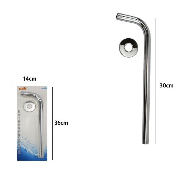 Braccio Doccia Ottone Cromato Per Soffione Arredo Bagno Universale 30cm dfh