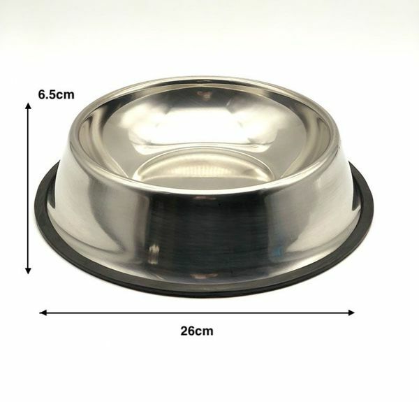 Ciotola Scodella Acciaio Cani Animali Domestici Diametro 26cm hmj