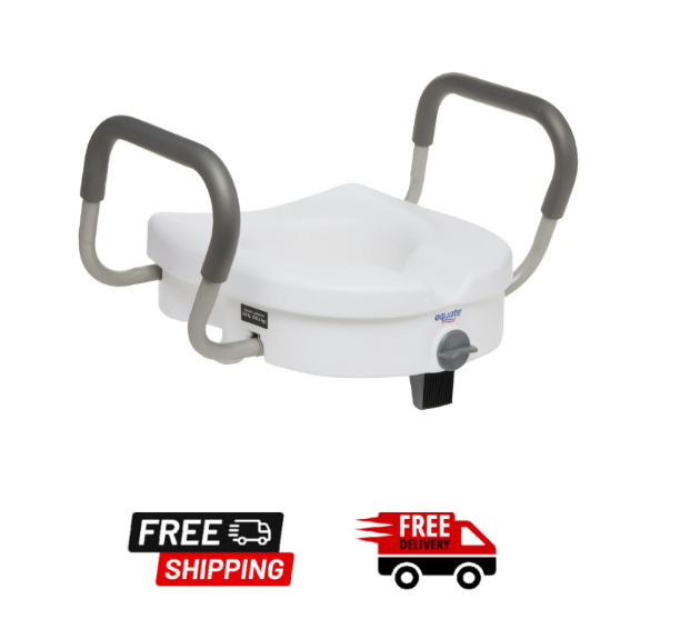 Seat With Handles 5 Inch Toilet Seat Riser With Arms, Equate