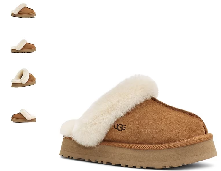 シューズ・サンダルその他 UGG Disquette chestnut eather slip-ons UGG Disquette Chestnut Slide Slipper Sandal Women's US sizes