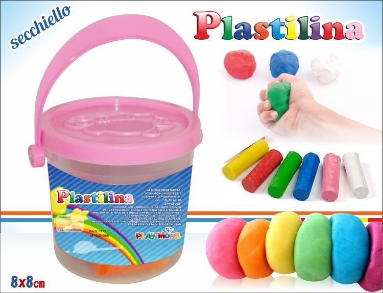 Mini Secchiello Plastilina 12 Colori Con Formine Morbida Bambini Gioco moc