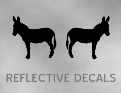 Reflective Decal Sticker 2X DONKEY for truck car horse mule jackass trailer BK