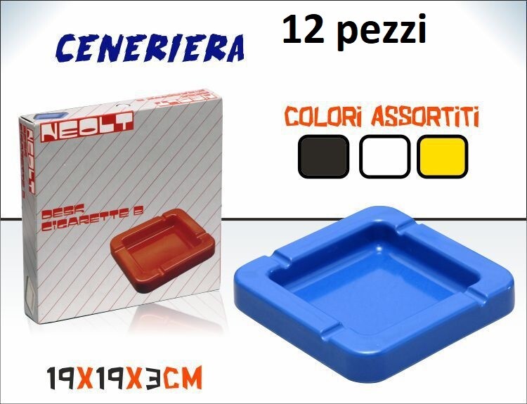 Set 12 Pz Posacenere Porta Cenere Ceneriera Colorata Quadrato Fumatori dfh