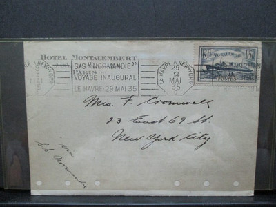 France Cover, S.S. Normandie, Maiden Voyage, Le Havre To New York, 1935