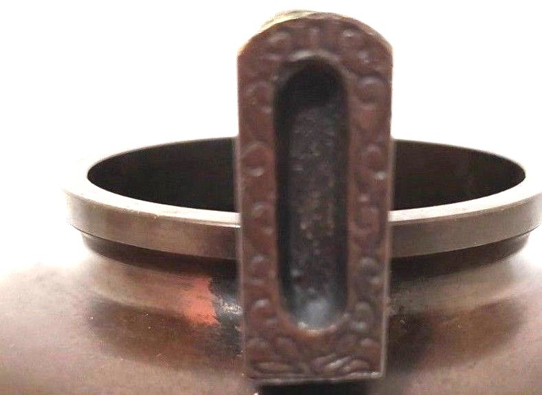 Antique Asian Brass Censer Foo Dog Faces on Legs