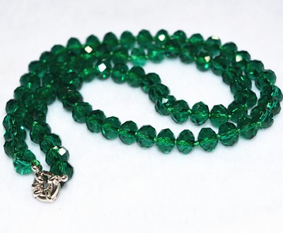 classic jewelry 5x8mm peacock green crystal necklace 18"