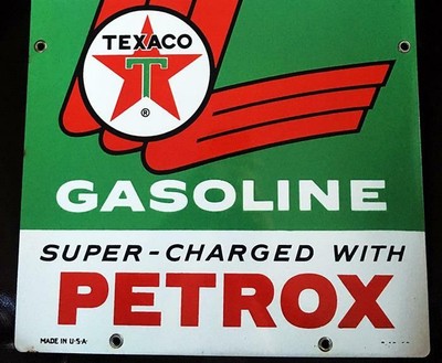 EXCELLENT SINGLE ORIGINAL 1960 TEXACO SU-PREME PETROX Gas PUMP Sign  12 X 18  NR
