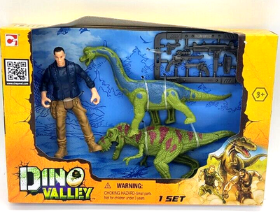 Coffret Dino Valley : Dinosaure, figurine et véhicule : Hélicoptère Chap  Mei en multicolore