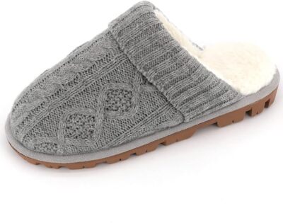 Womens Warm Knitted Memory Foam Slipper Fuzzy Slip-on Outdoor Indoor House Shoes