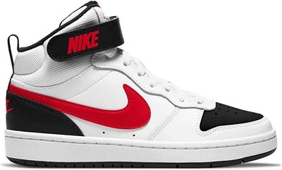 

Nike Court Borough Mid 2 для больших детей, белый/черный-красный университетский (CD7782 110) — 6,5, White/black-university red