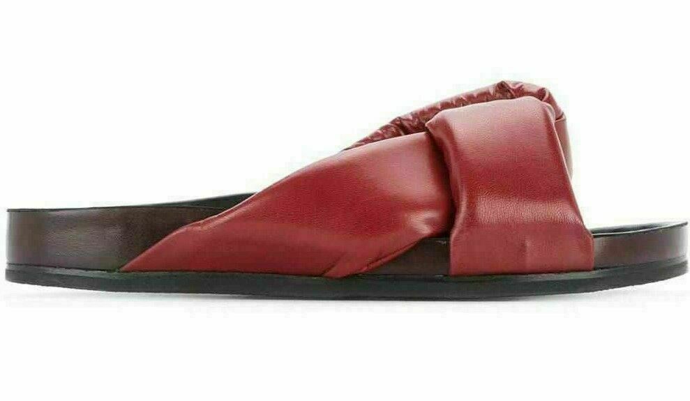 Pre-owned Chloé Chloe Iconic Nolan Slide Flat Sandals Shoes Mules Sandals 36 In Red