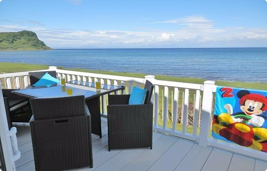 LUXURY CARAVAN HIRE CRAIG TARA AYRSHIRE FANTASTIC SEA VIEWS VERANDA