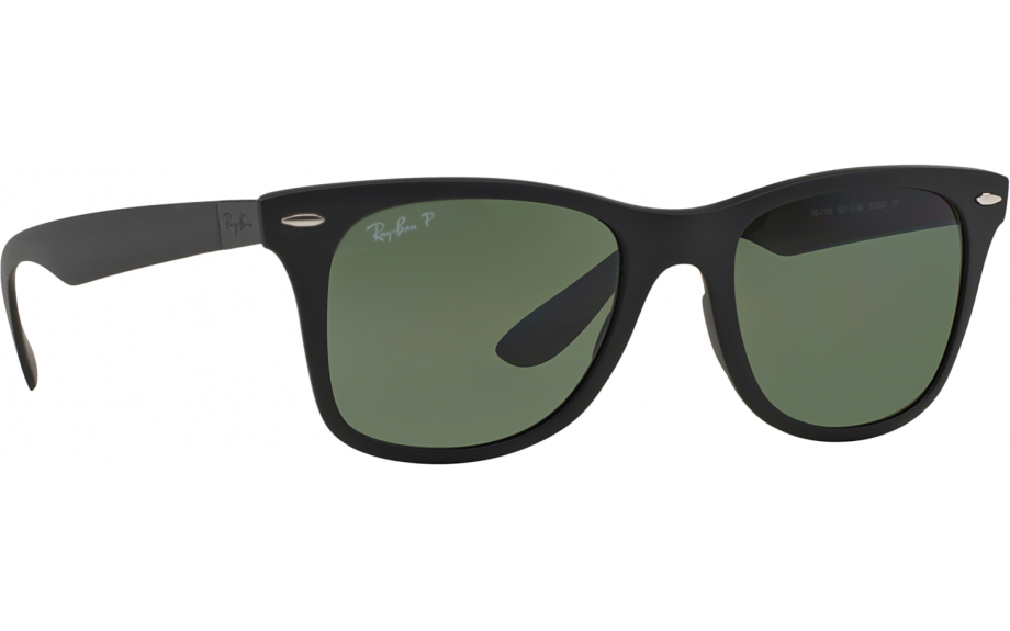 Pre-owned Ray Ban Ray-ban Wayfarer Liteforce Matte Blk Polar G-15 Grn Sunglasses Rb4195 601s9a In Polarized Classic G-15 Green Glass