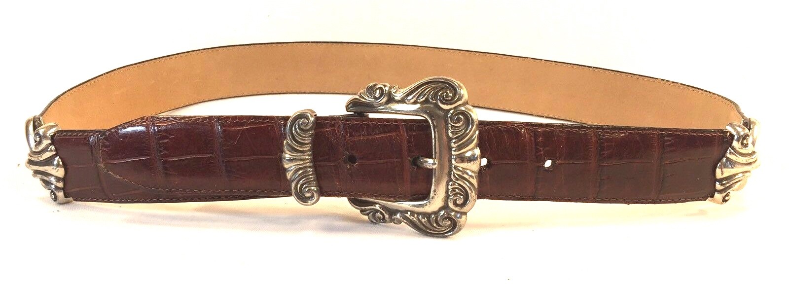 Brighton Belt Brown Alligator/Croc And Smooth Black Leather  display picture 2