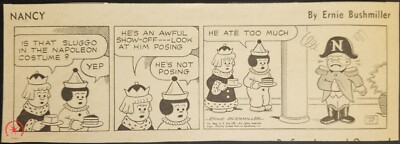 1962 NANCY Daily Comic Strip Ernie Bushmiller Napoleon King Clown Birthday Cake
