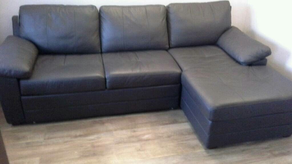 Brown Leather Corner Settee/Day Bed/Bed Settee in Callington